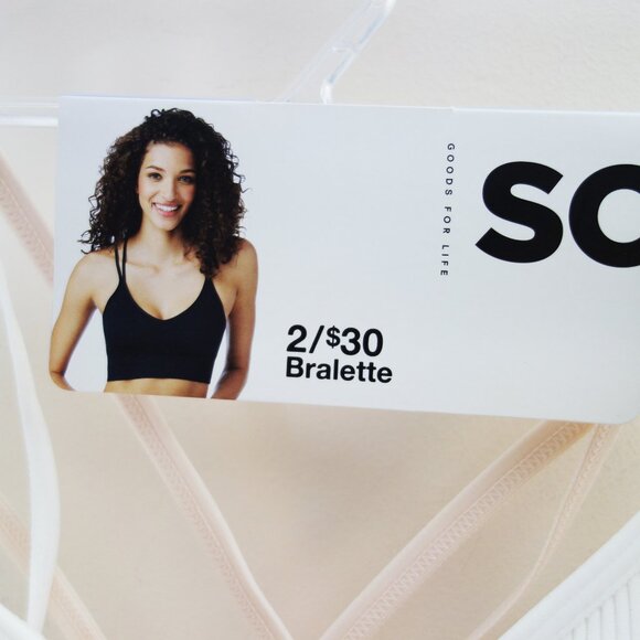 SO 2-Pack Lightly Lined Strappy Seamless Bralette Set White Cream (XL/38B) NWT! - Picture 6 of 11